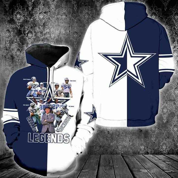 Dallas Cowboys Legends Coach And Players Sgined Hoodie 3d