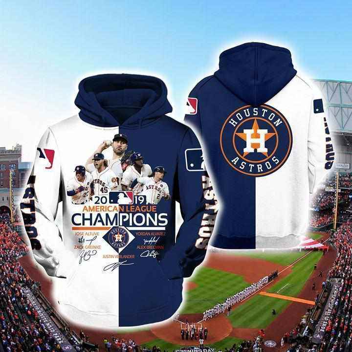 Houston Astros 2019 Al Champions Signed Hoodie 3d