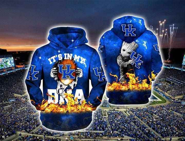 Kentucky Wildcats Its My Dna Groot Ripped Hoodie 3d