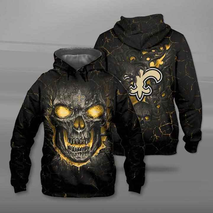 Lava Skull New Orleans Saints Hoodie 3d