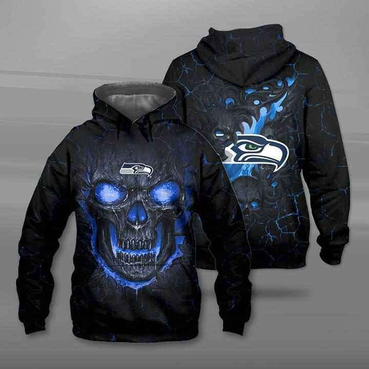 Lava Skull Seattle Seahawks Hoodie 3d