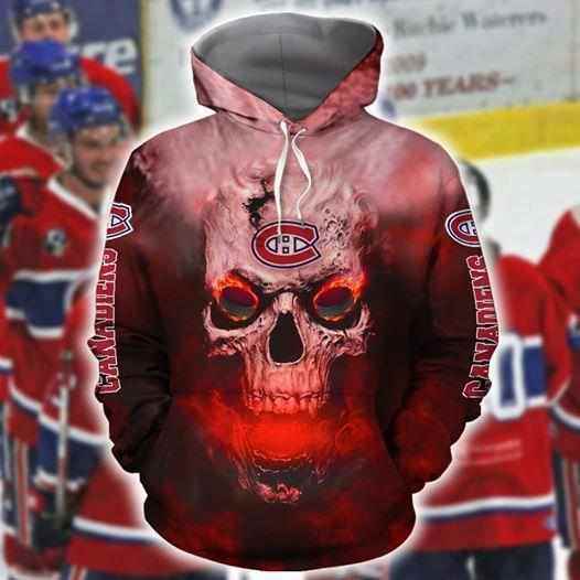 Montreal Canadiens Skull On Fire Hoodie 3d