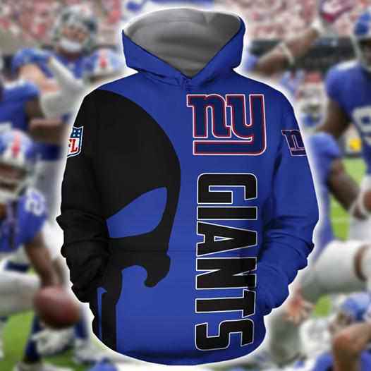 New York Giants Nfl Skull Hoodie 3d