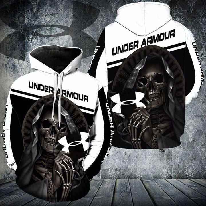 Nun Skeleton Holds Under Armour Logo Hoodie 3d