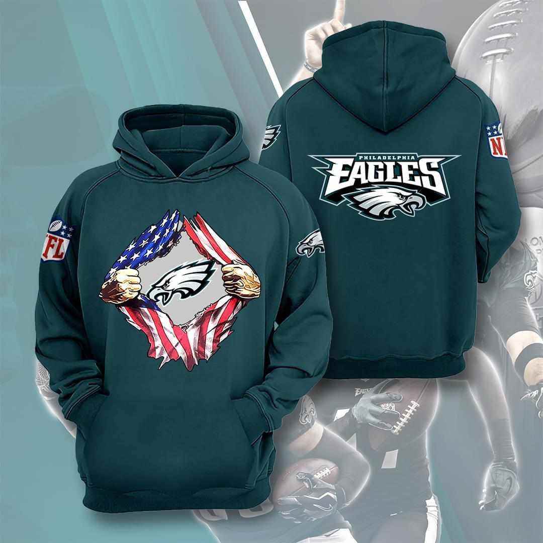 Philadelphia Eagles Nfl American Ripped Hoodie 3d