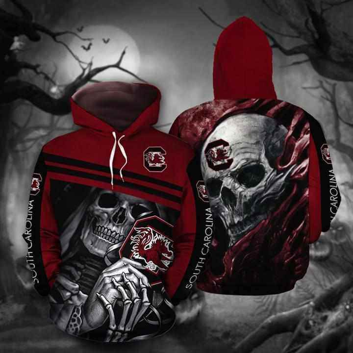 South Carolina Gamecocks Skull Hoodie 3d