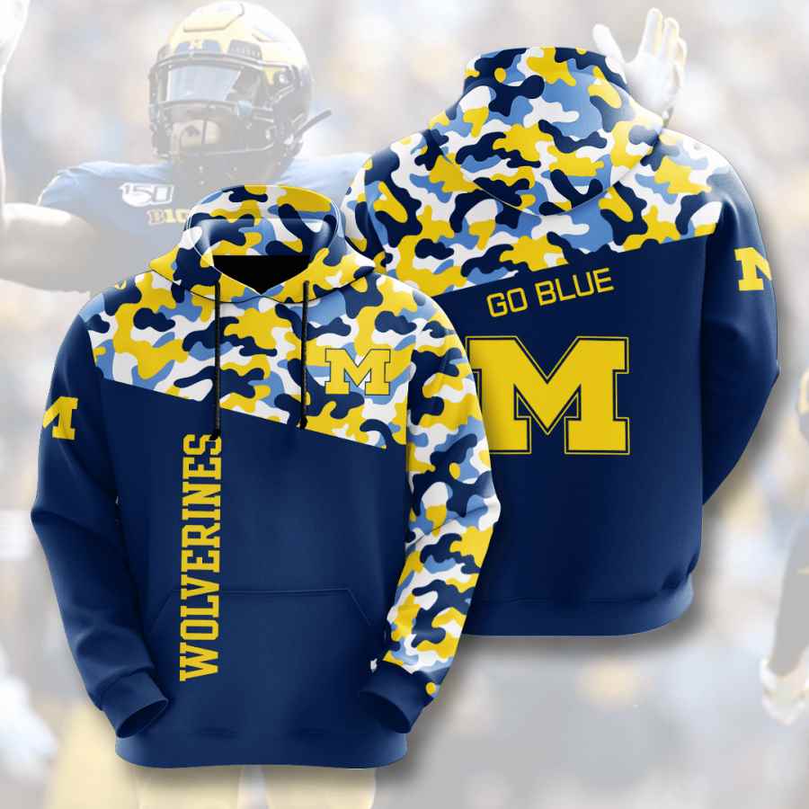 Sports American Football Ncaaf Michigan Wolverines Usa 208 3d Hoodie