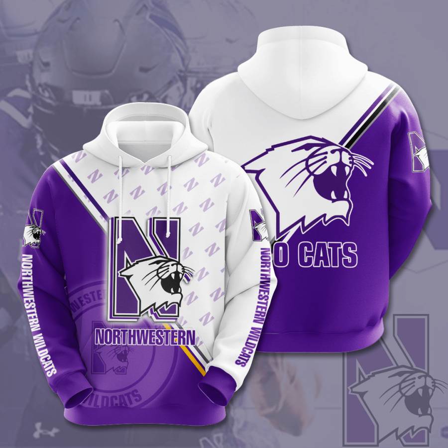 Sports American Football Ncaaf Northwestern Wildcats Usa 1168 3d Hoodie