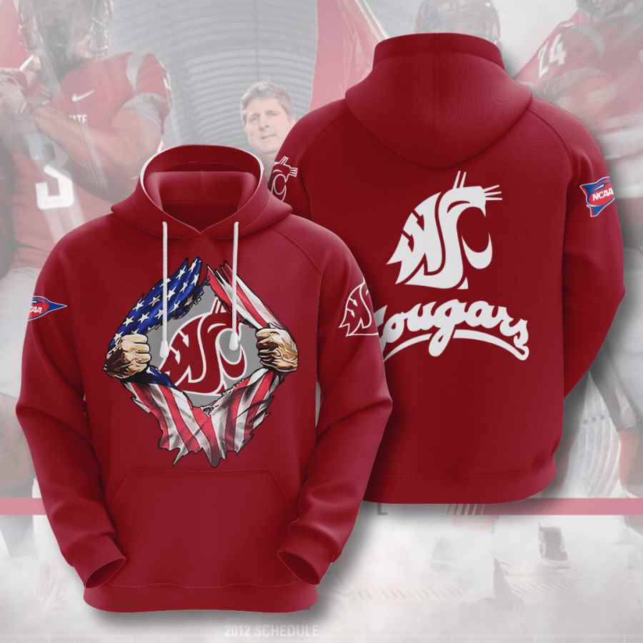 Sports American Football Ncaaf Washington State Cougars Usa 354 3d Hoodie