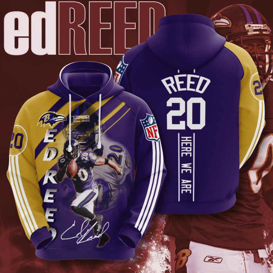 Sports American Football Nfl Baltimore Ravens Ed Reed Usa 954 3d Hoodie