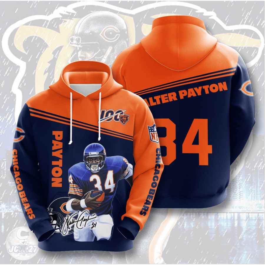 Sports American Football Nfl Chicago Bears Walter Payton Usa 457 3d Hoodie