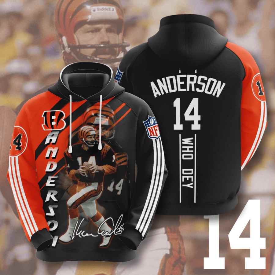 Sports American Football Nfl Cincinnati Bengals Ken Anderson Usa 978 3d Hoodie