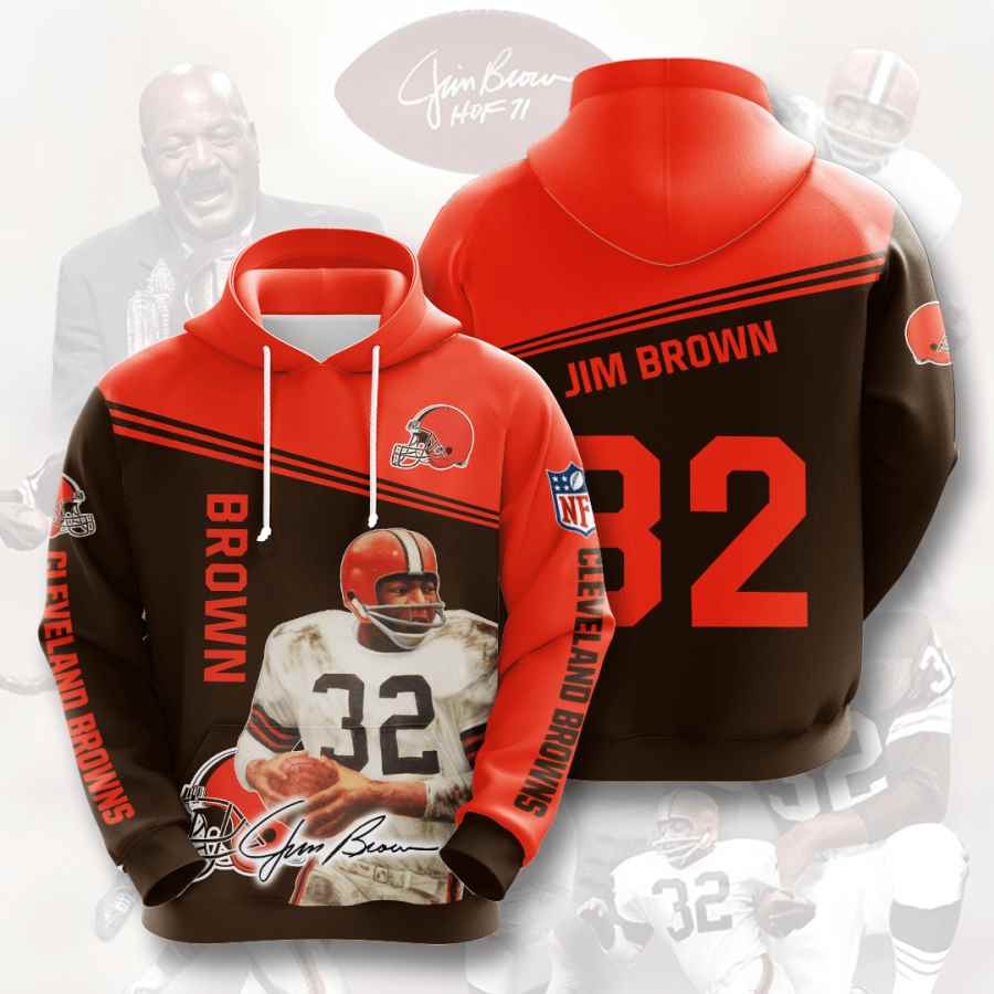 Sports American Football Nfl Cleveland Browns Jim Brown Usa 719 3d Hoodie