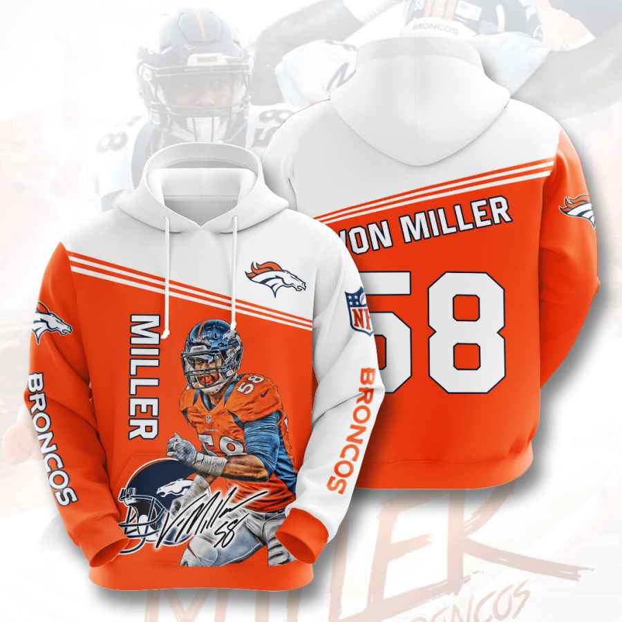 Sports American Football Nfl Denver Broncos Von Miller Usa 739 3d Hoodie