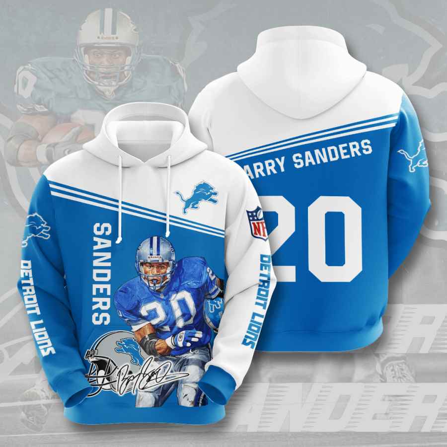 Sports American Football Nfl Detroit Lions Barry Sanders Usa 740 3d Hoodie