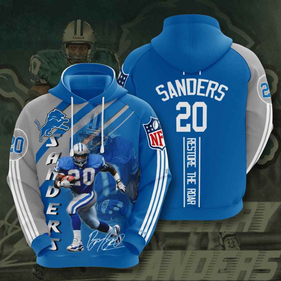 Sports American Football Nfl Detroit Lions Barry Sanders Usa 1018 3d Hoodie