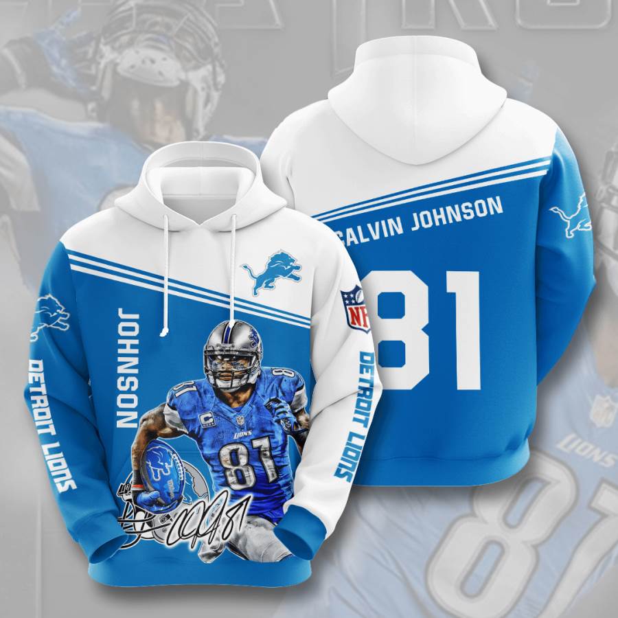 Sports American Football Nfl Detroit Lions Calvin Johnson Usa 741 3d Hoodie