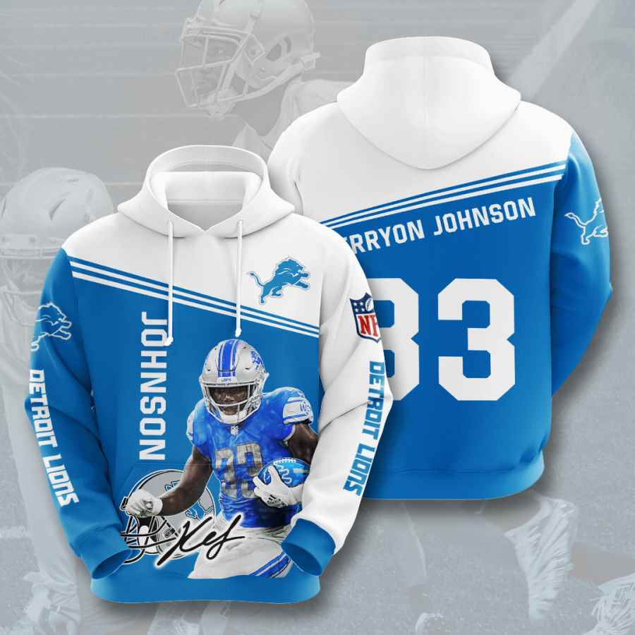 Sports American Football Nfl Detroit Lions Kerryon Johnson Usa 744 3d Hoodie