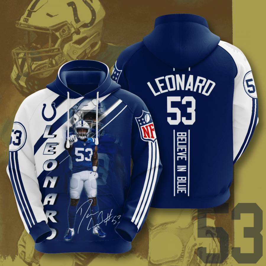 Sports American Football Nfl Indianapolis Colts Darius Leonard Usa 1055 3d Hoodie