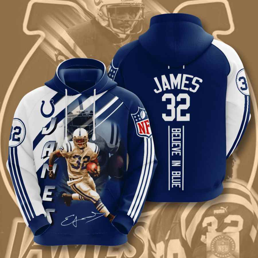 Sports American Football Nfl Indianapolis Colts Edgerrin James Usa 1056 3d Hoodie