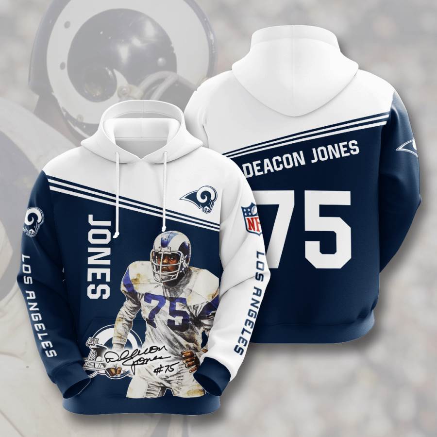 Sports American Football Nfl Los Angeles Rams Deacon Jones Usa 803 3d Hoodie