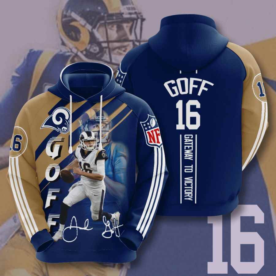 Sports American Football Nfl Los Angeles Rams Jared Goff Usa 1108 3d Hoodie