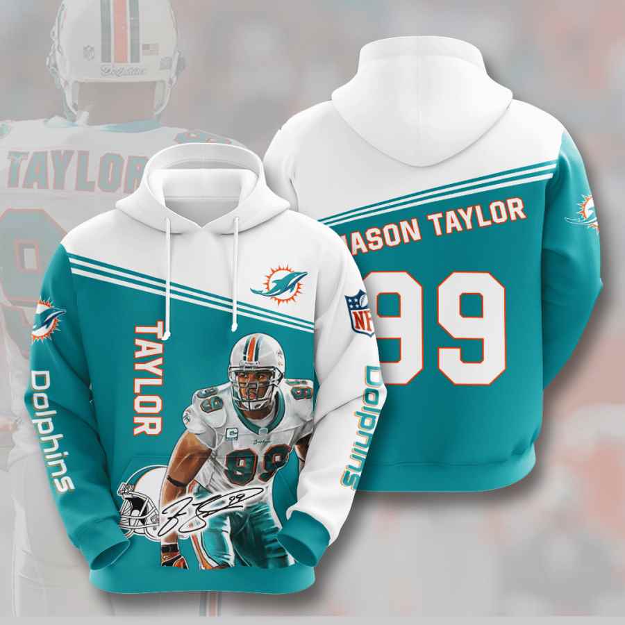 Sports American Football Nfl Miami Dolphins Jason Taylor Usa 813 3d Hoodie