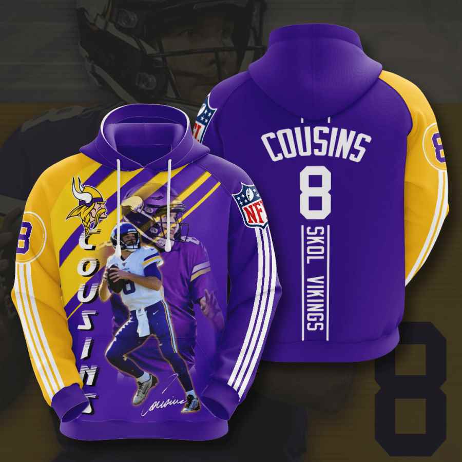 Sports American Football Nfl Minnesota Vikings Kirk Cousins Usa 1129 3d Hoodie