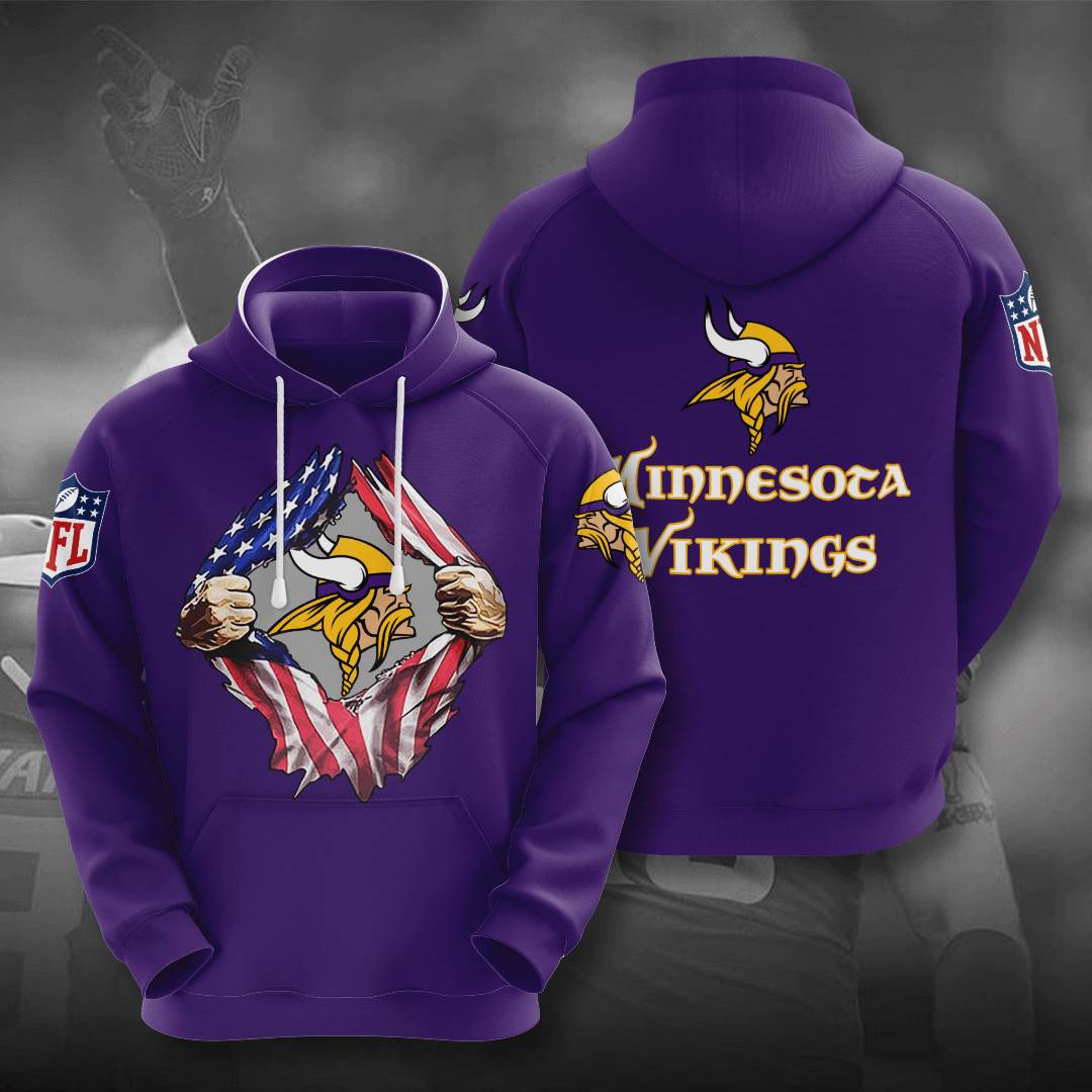 Sports American Football Nfl Minnesota Vikings Usa 45 3d Hoodie