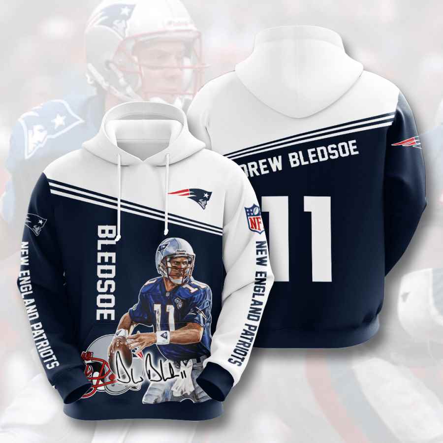 Sports American Football Nfl New England Patriots Drew Bledsoe Usa 832 3d Hoodie