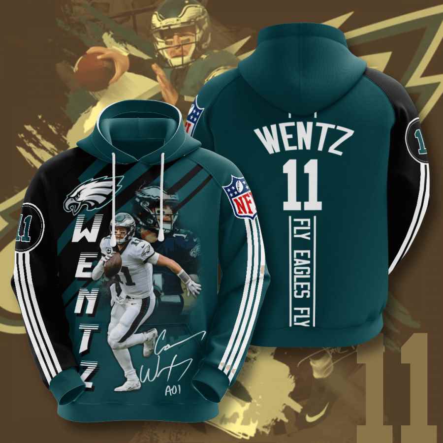 Sports American Football Nfl Philadelphia Eagles Carson Wentz Usa 1191 3d Hoodie