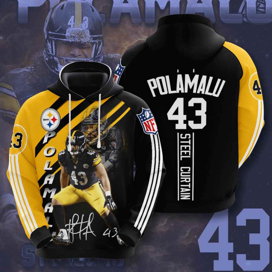 Sports American Football Nfl Pittsburgh Steelers Troy Polamalu Usa 1186 3d Hoodie