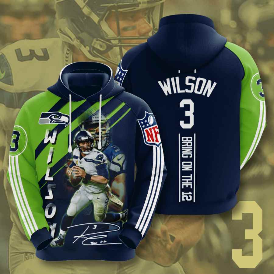 Sports American Football Nfl Seattle Seahawks Russell Wilson Usa 1226 3d Hoodie