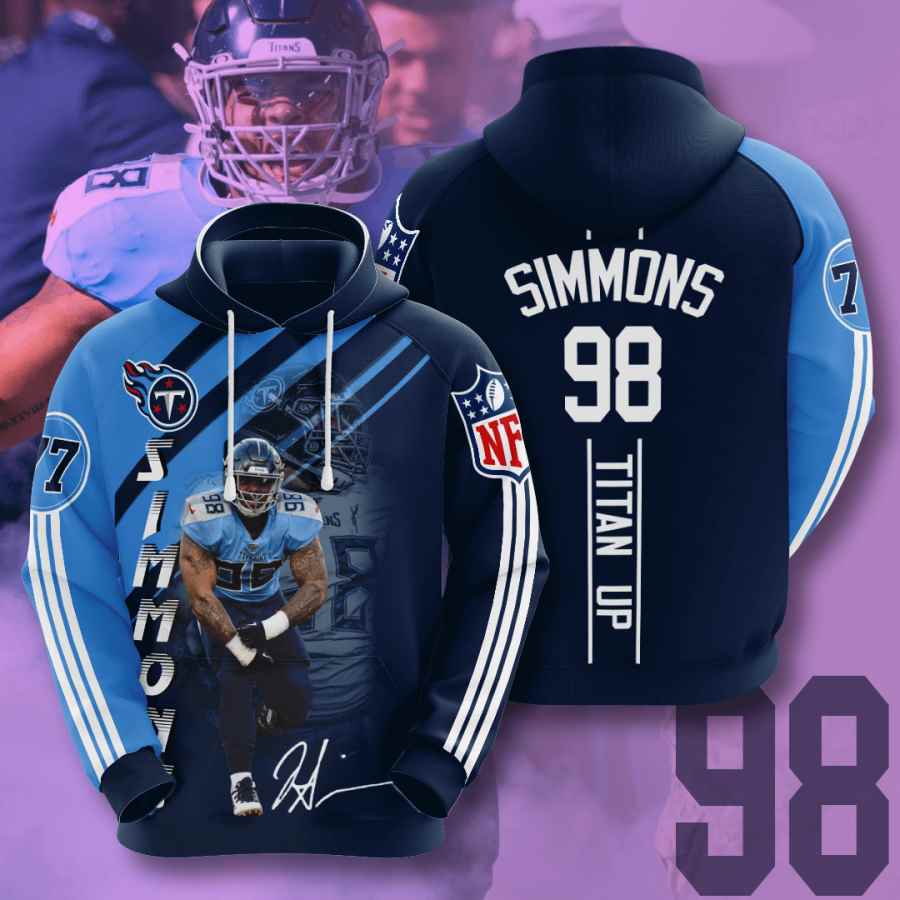 Sports American Football Nfl Tennessee Titans Jeffery Simmons Usa 1237 3d Hoodie