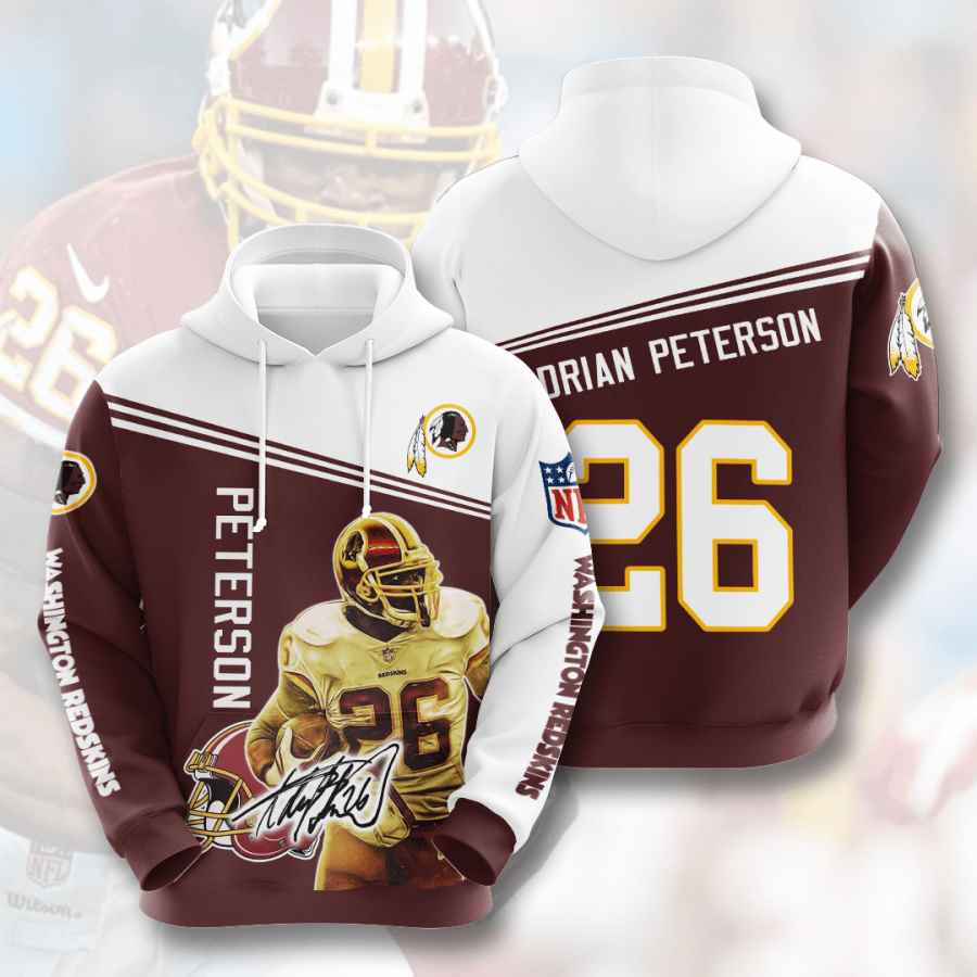 Sports American Football Nfl Washington Redskins Adrian Peterson Usa 918 3d Hoodie