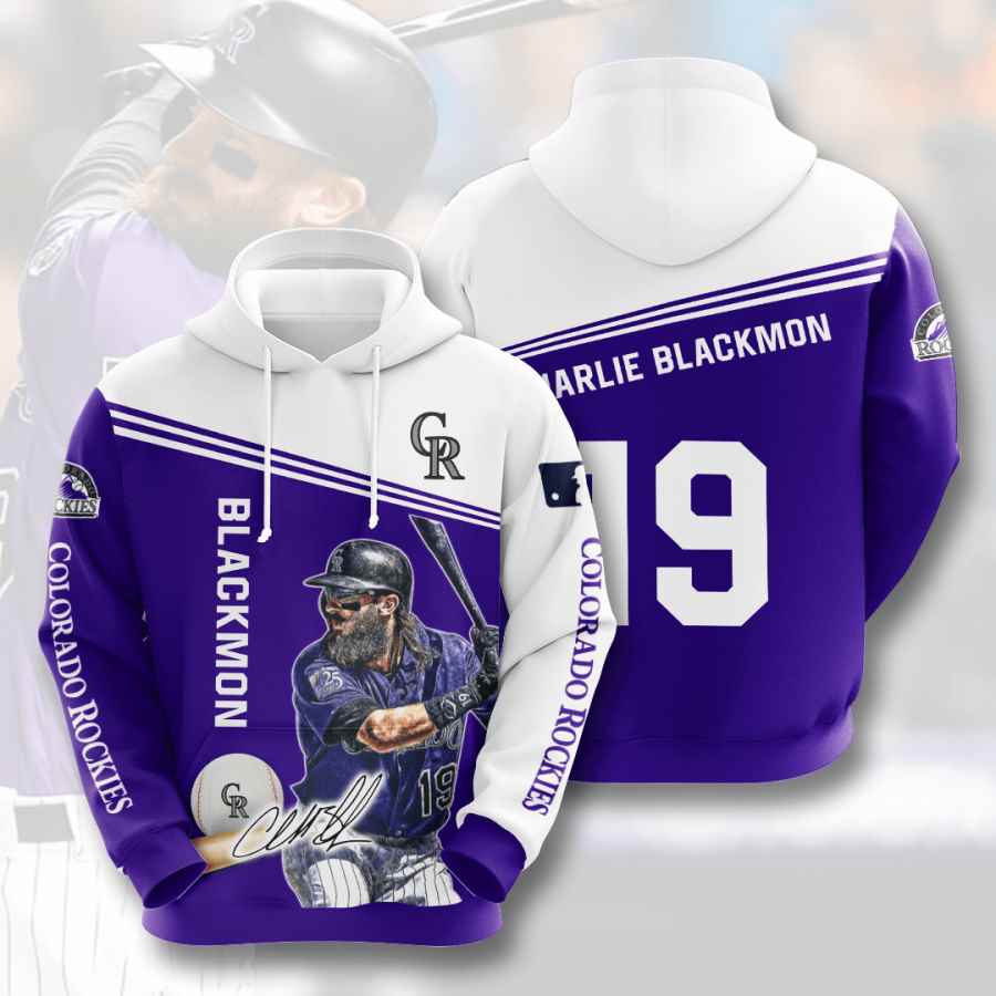 Sports Baseball Mlb Colorado Rockies Charlie Blackmon Usa 722 3d Hoodie