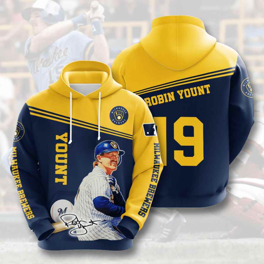 Sports Baseball Mlb Milwaukee Brewers Robin Yount Usa 817 3d Hoodie