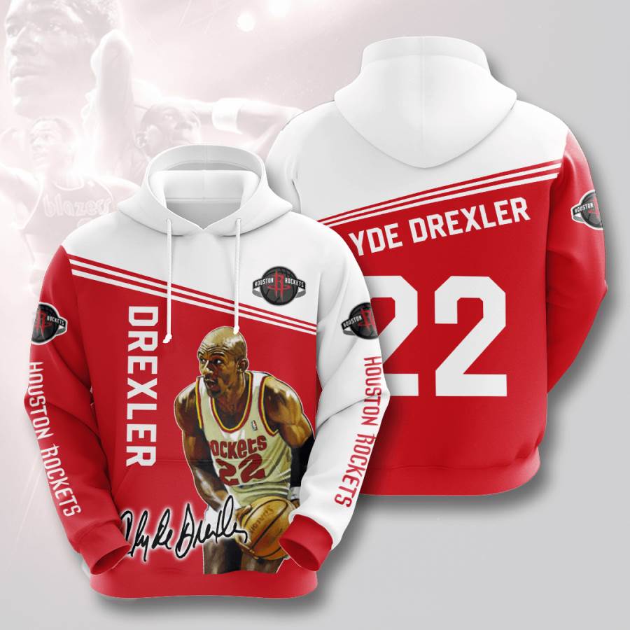 Sports Basketball Nba Houston Rockets Clyde Drexler Usa 1045 3d Hoodie