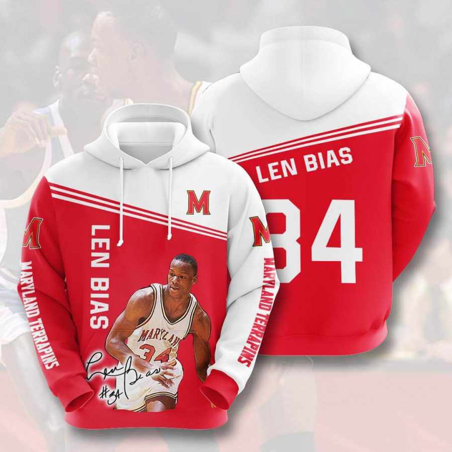 Sports Basketball Nba Maryland Terrapins Len Bias Usa 750 3d Hoodie