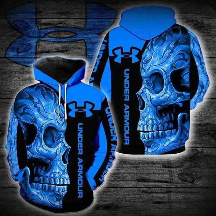 Under Armour Blue Skull Hoodie 3d